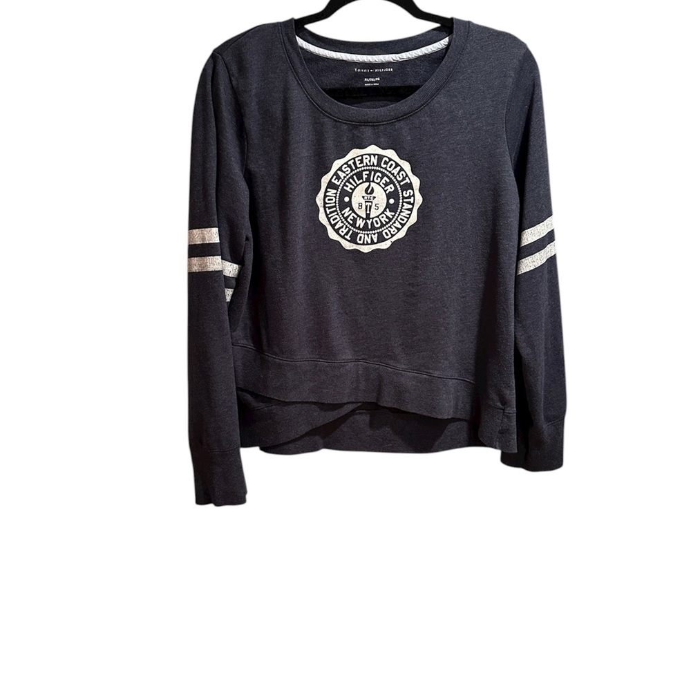 Tommy Hilfiger Navy Sweatshirt with Logo and Stripes
